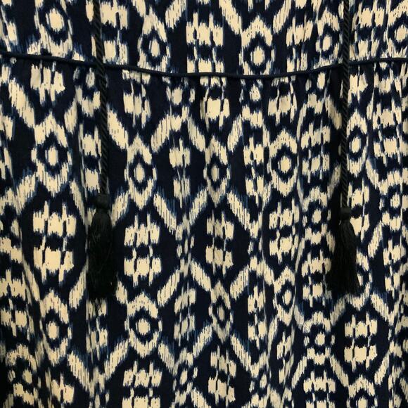 Old Navy Tunic Dress Blue Cream Tassel Womens Large - Picture 4 of 10